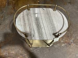 lot 257 image: 30 Metal and Marble Bar Serving Cart - Hearth & Hand with Magnolia