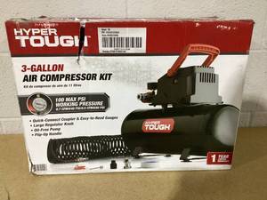 lot 299 image: Hyper Tough Black 100 PSI Oil-free Portable Air Compressor 3 Gallon