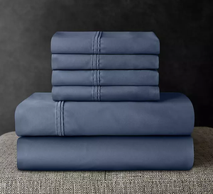 lot 192 image: Members Mark Navy Hotel Premier Collection 700-Thread-Count Solid Egyptian Cotton Sheet Set Full