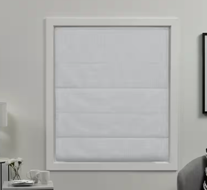 lot 196 image: Acadia White Cordless Total Blackout Polyester Roman Shade 34 in. W x 64 in. L