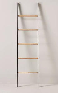 lot 272 image: 6 Wood & Steel Blanket Ladder BlackNatural - Hearth & Hand with Magnolia Farmhouse Style, No Assembly Required