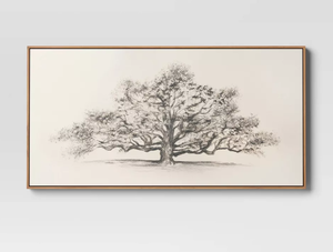 lot 274 image: 47 x 24 Pen and Ink Tree Framed Wall Canvas - Threshold Digital Art Nature Scene, Polystyrene Frame