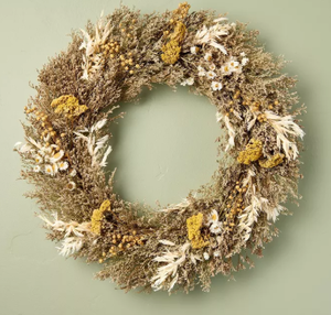lot 282 image: 21 Preserved Spring Grass and Flower Wreath - Hearth & Hand with Magnolia