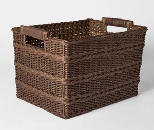 lot 306 image: LOT OF 2 Rectangle Rattan Decorative Basket Dark Brown - Threshold designed with Studio McGee FSC Certified Wicker Storage, Spot Clean
