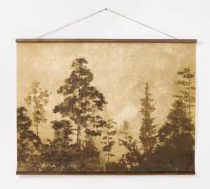 lot 323 image: 36x48 Sepia Wilderness Paper Banner Threshold designed wStudio McGee, Rustic Pine Frame, Nature Art