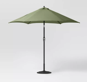 lot 349 image: 9 Round Outdoor Patio Market Umbrella with Black Pole - Threshold