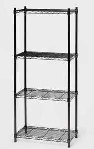 lot 358 image: 4 Tier Wire Shelving Black - Brightroom Steel Utility Storage, Adjustable Feet & Shelves