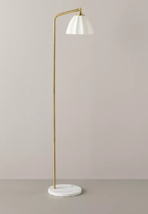 lot 367 image: 61 Fluted Ceramic Floor Lamp with Marble Base - Hearth & Hand with Magnolia