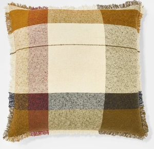 lot 378 image: Oversized Woven Plaid Square Throw Pillow BrownCreamRed Threshold Studio McGee