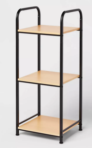 lot 477 image: Short Bath Wood Storage Tower Black Metal
