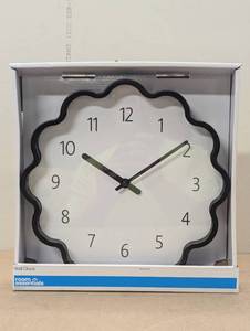 lot 93 image: 12 Wavy Wall Clock Black - Room Essentials