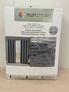 lot 96 image: Sunsmart Lined Total Blackout Curtains 52 x 84 2 Panels Grommet Top Blue