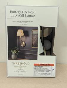 lot 100 image: Battery Operated Candelabra Wall Sconce - Threshold designed with Studio McGee