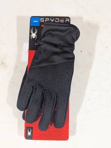 lot 111 image: Spyder Mens Core Conduct Touchscreen Compatible Stretch Gloves Size Large Black
