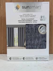 lot 5 image: SunSmart Total Blackout Lined Panel Pair with Grommets - Indigo Blue - 52 x 84