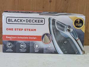 lot 11 image: BLACKDECKER Steam Iron Retractable Cord Gray 1200W Nonstick Soleplate, Anti-Drip, Vertical Steam, Comfort-Grip Handle