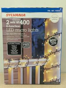 lot 72 image: Sylvania 2 sets of 400 LED 8 function Micro Lights 28.8ft