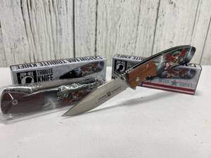 lot 127 image: POW-MIA Tribute Folding Knife with Patriotic Graphics