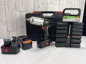 lot 132 image: ZNEK 18V Cordless Impact Wrench With Pittsburgh 12-Inch Socket Set