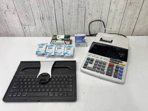 lot 605 image: Sharp Printing Calculator, ProKeys Keyboard, and Assorted Printer Ink and Accessories