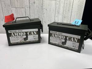 lot B125 image: Military Style .50-Cal M2A1 Ammo Cans, Set of Two