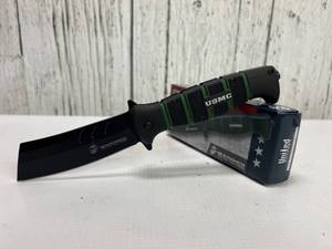 lot B126 image: USMC Cleaver Assisted Opening Pocket Knife with Stainless Steel Blade