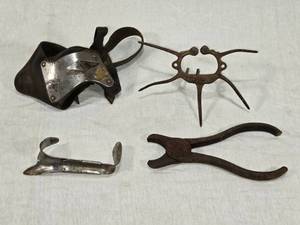 lot 36 image: Vintage Corn Husker, Hills Hog Nose Ring Pliers, Calf Weaning Nose Ring