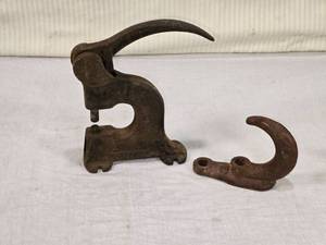 lot 41 image: Vintage Cast Iron National Rivet Punch and a Hook