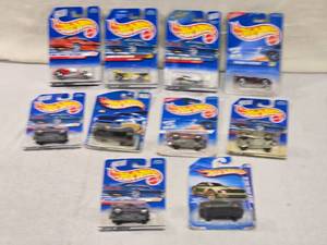 lot 58 image: Hot Wheels Cars in Original Packaging including 1997 First Editions Saltflat Racer and the 1996 First Editions Mustang GT, Game Over Shadow Jet, Virtual Collection Track T, and More