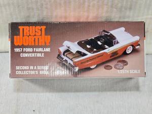 lot 87 image: Trust Worhty 1957 Ford Fairlane Convertible Coin Bank Diecast Model