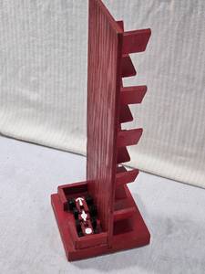lot 91 image: Red Wooden Marble Run with Car that Goes Down the Track