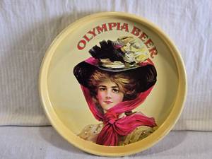 lot 133 image: Olympia Beer Tray with Vintage Lady Illustration