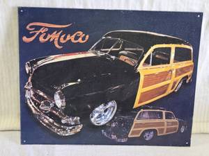 lot 145 image: Ford Tin Sign Featuring Vintage Car