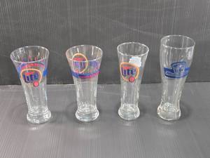 lot 151 image: Lot of Four Miller Lite and Miller Time Pilsner Glasses
