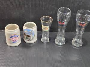 lot 157 image: German Beer Steins and Glasses - WC Dinkelsherben, Binding Brer and Others