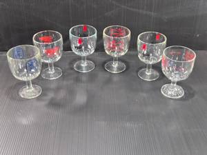 lot 163 image: Beer Goblets with Logos such as Michelob, Budweiser, Miller, and Lowenbrau.