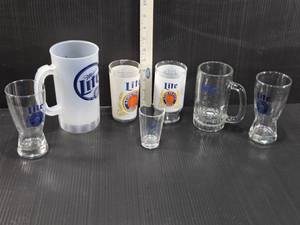 lot 170 image: Variety of Miller Lite Branded Beer Glassware and Mugs