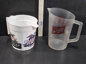 lot 171 image: Plastic Beer Pitchers - Miller Lite, Schlitz Beer