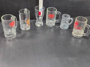 lot 191 image: Variety of Beer Mugs and Glasses featuring brands like Miller and Michelob