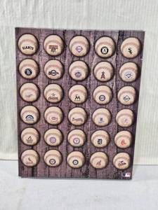 lot 229 image: Set of MLB Team Logo Baseball Wall Art Approx. 18x14