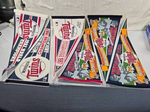 lot 242 image: Minnesota Twins 1987 World Champions, 1987 American League Champions, 1991 World Champions Pennants