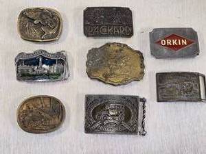 lot 262 image: Belt Buckles  from brands like Packard and Levi Strauss & Co, Orkin and places like Silver Lake, Minnesota