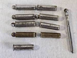 lot 264 image: Vintage Schrader Tire Gauges marked with Balloon Tire Gauge and A Schraders Son Inc.