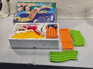 lot 269 image: 1970s Woolworth Woolco Motorcycle Racing Set - May Be Missing Track Piece