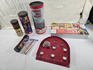 lot 279 image: 1961 Tinker Toys, All Star Tools Box, Tinker Zoo, Pick Up Sticks - None Counted