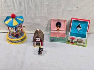 lot 293 image: Musical Boxes and Carousel with Barn Scene