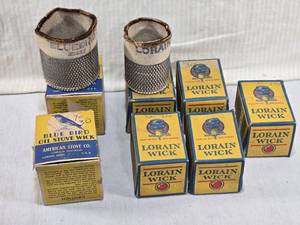lot 311 image: Vintage Oil Stove Wicks with Original Boxes - Blue Bird and Lorain