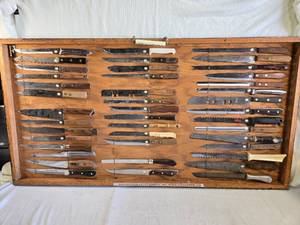Lot of Vintage Knives with Display Case