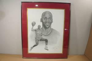 lot 1 image: 1995 Michael Jordan Pencil Drawing Artist Proof Signed By Artist