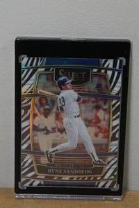 lot 27 image: 2022 Panini Select Ryne Sandberg Zebra Parallel Baseball Card
